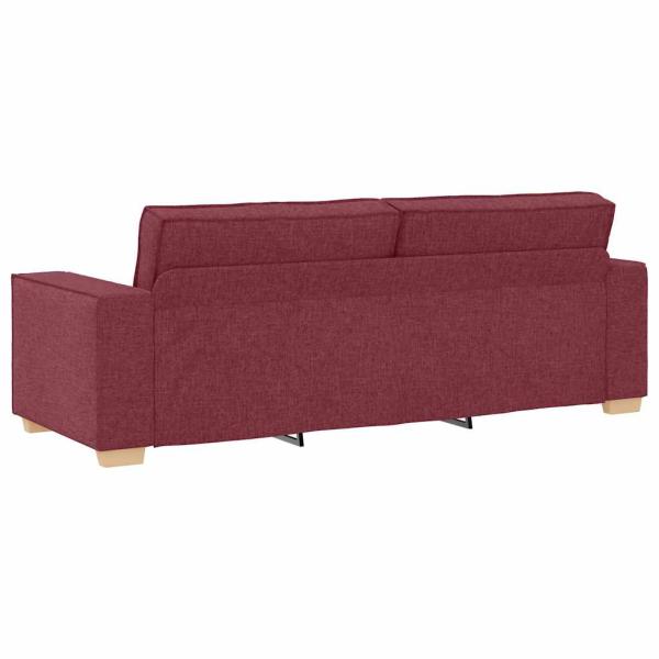 3-Sitzer Sofa Stuhl Hellgrau 59 cm Stoff Burgunderrot Polyester