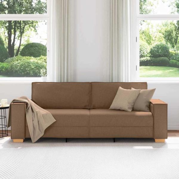 Sofa Stuhl Hellgrau 59 cm Stoff Braun Stoff und Holz Mittel