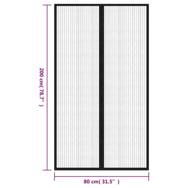 Fliegengitter-Türvorhänge 2 Stk. Magnet Schwarz 200x80 cm
