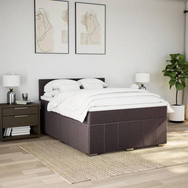 Boxspringbett mit Matratze Dunkelbraun 160x200 cm Stoff