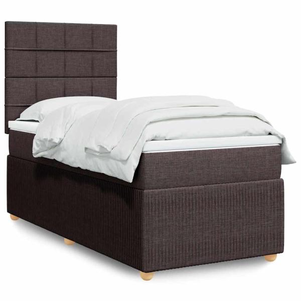 ARDEBO.de - Boxspringbett mit Matratze Dunkelbraun 80x200 cm Stoff