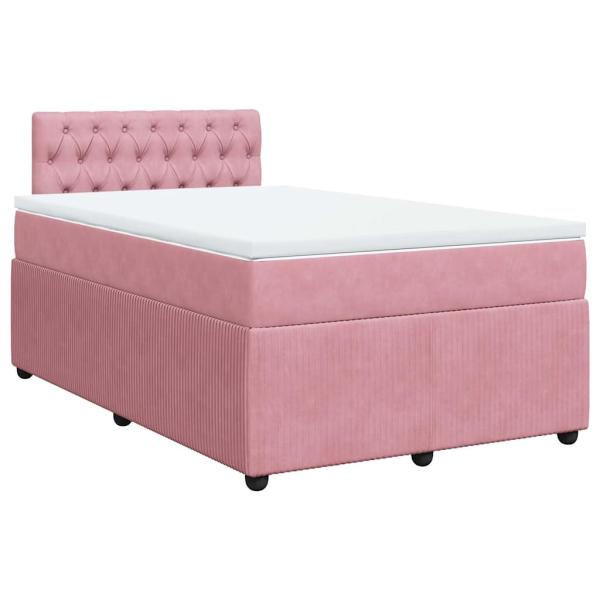 ARDEBO.de - Boxspringbett mit Matratze Rosa 120x200 cm Samt