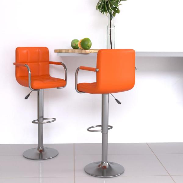 ARDEBO.de - Barhocker 2 Stk. Orange Kunstleder
