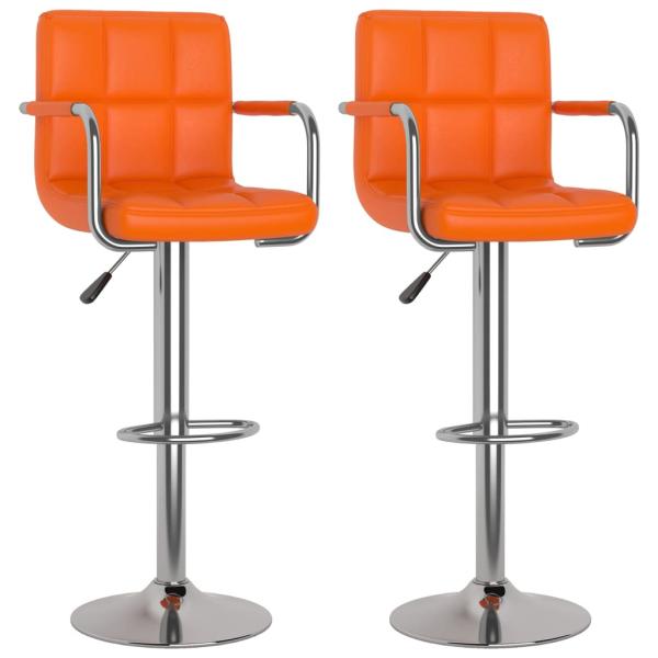 Barhocker 2 Stk. Orange Kunstleder