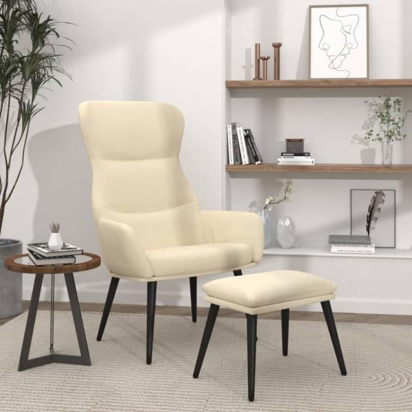 ARDEBO.de - Relaxsessel mit Hocker Creme Stoff