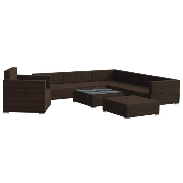 8-tlg. Garten-Lounge-Set mit Auflagen Poly Rattan Braun