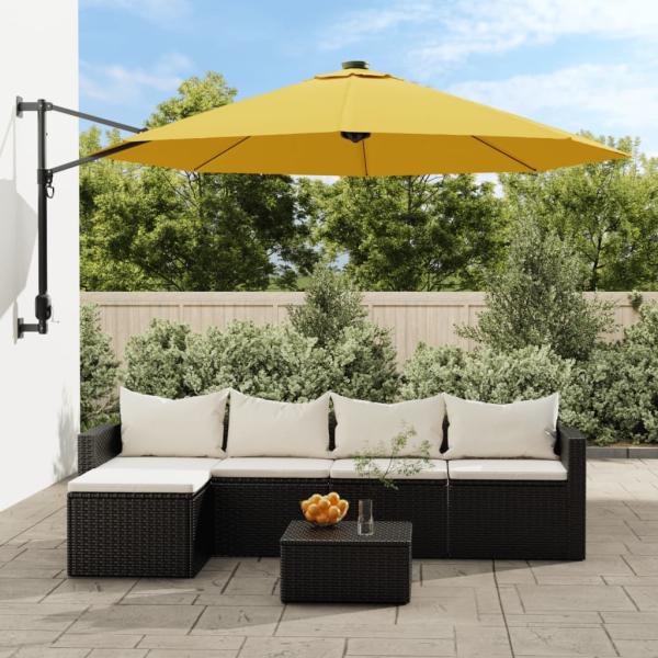 ARDEBO.de - Wand-Sonnenschirm mit LEDs Gelb 290 cm