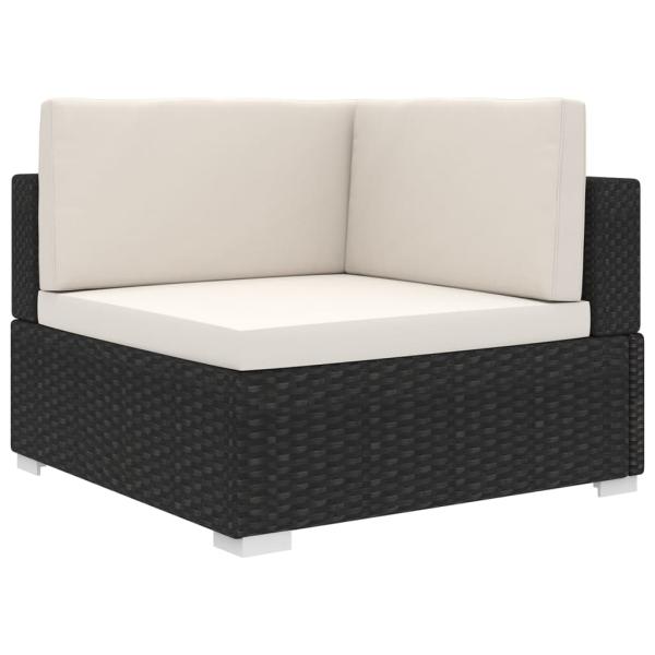 ARDEBO.de - Modular-Sofa-Eckteil 1 Stk. + Auflagen Poly Rattan Schwarz