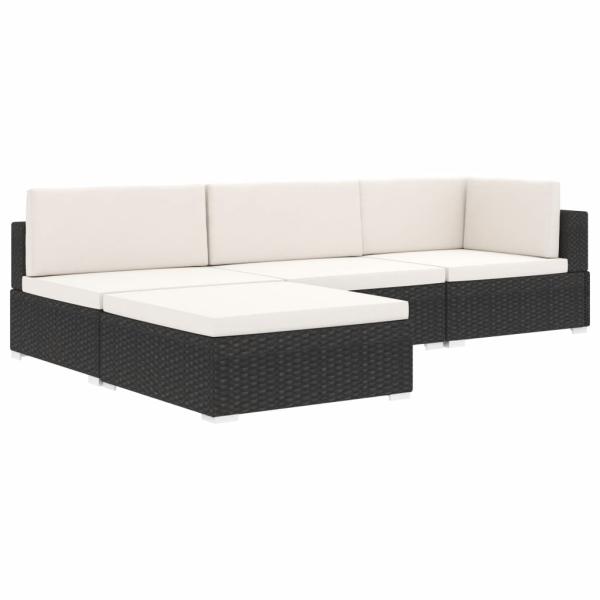 Modular-Sofa-Eckteil 1 Stk. + Auflagen Poly Rattan Schwarz