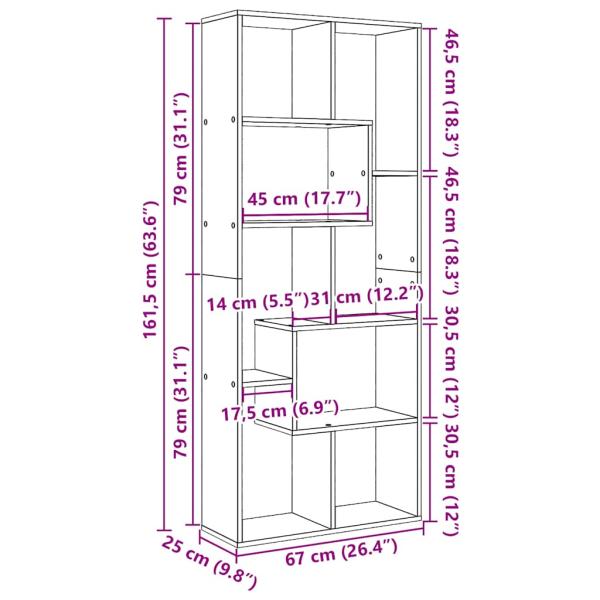 Raumteiler-Bücherregal Artisan-Eiche 67x25x161,5 cm