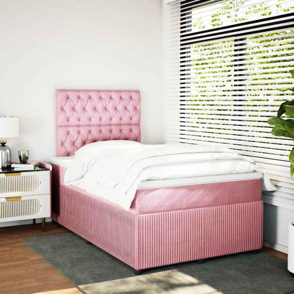 ARDEBO.de - Boxspringbett mit Matratze Rosa 120x200 cm Samt