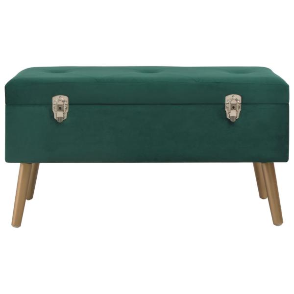 Bank mit Staufach 80 cm Grün Samt
