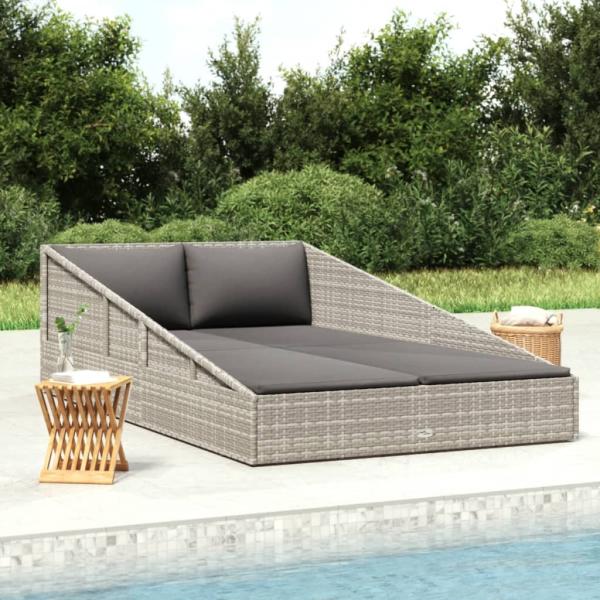 ARDEBO.de - Gartenbett Grau 110x200 cm Poly Rattan
