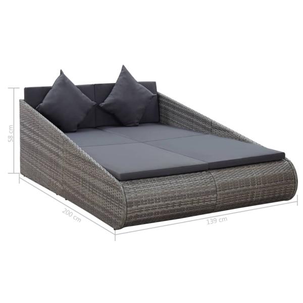 Gartenbett Grau 110x200 cm Poly Rattan
