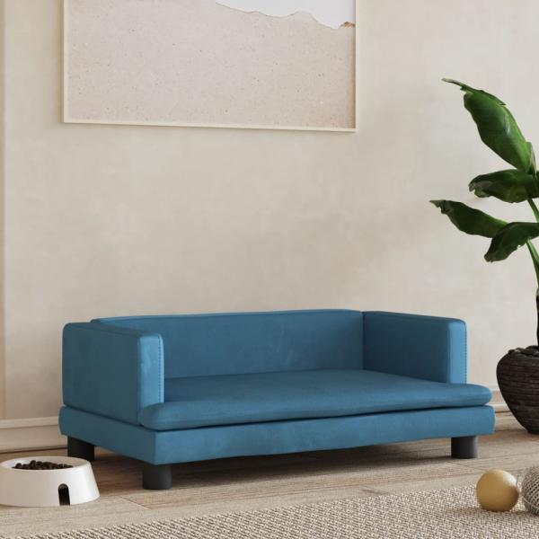 ARDEBO.de - Hundebett Blau 80x45x30 cm Samt