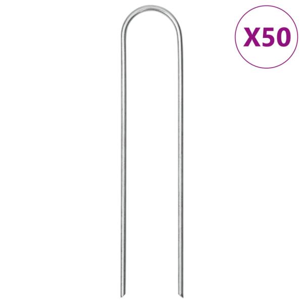 ARDEBO.de - Bodenanker 50 Stk. U-Form 15x3,5 cm Verzinkter Stahl