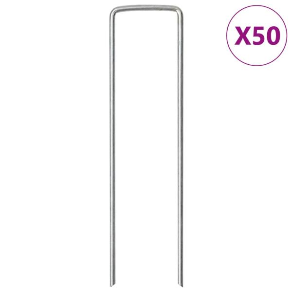 ARDEBO.de - Bodenanker 50 Stk. U-Form 15x3,5 cm Verzinkter Stahl