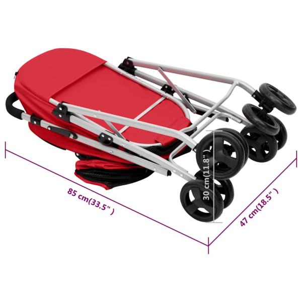 Hundewagen für 2 Hunde Faltbar Rot 83x48x97 cm Oxford-Gewebe