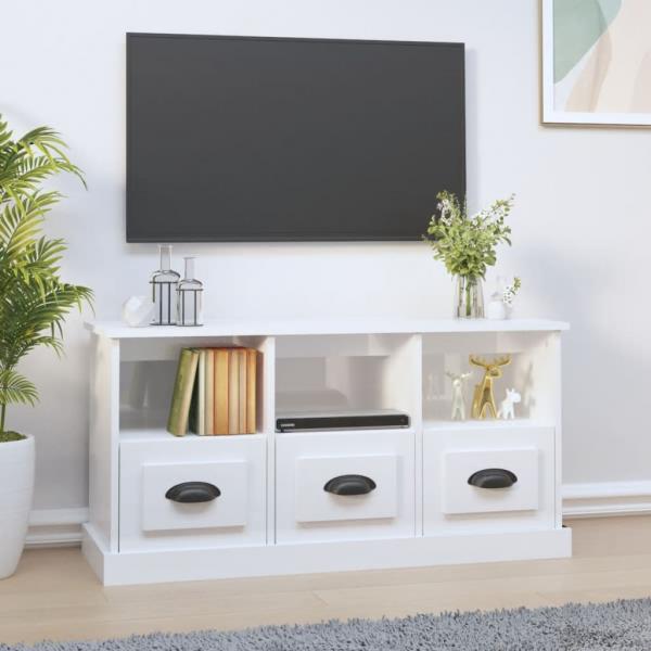 ARDEBO.de - TV-Schrank Hochglanz-Weiß 100x35x50 cm Holzwerkstoff