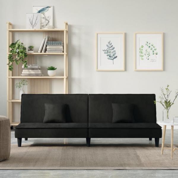 ARDEBO.de - Schlafsofa Schwarz Samt