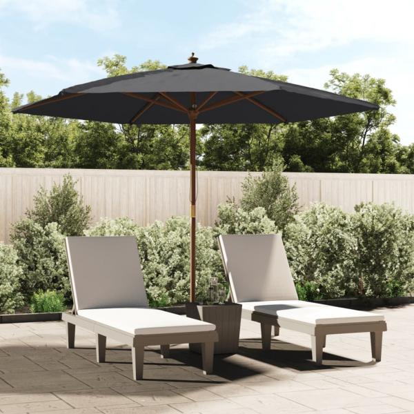 ARDEBO.de - Sonnenschirm mit Holzmast Schwarz 299x240 cm