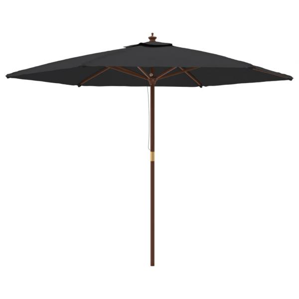 Sonnenschirm mit Holzmast Schwarz 299x240 cm