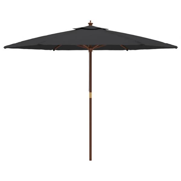 Sonnenschirm mit Holzmast Schwarz 299x240 cm