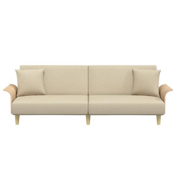 Schlafsofa mit Armlehnen Creme Stoff