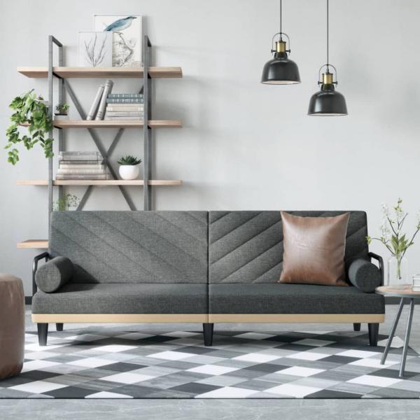 ARDEBO.de - Schlafsofa mit Armlehnen Dunkelgrau Stoff