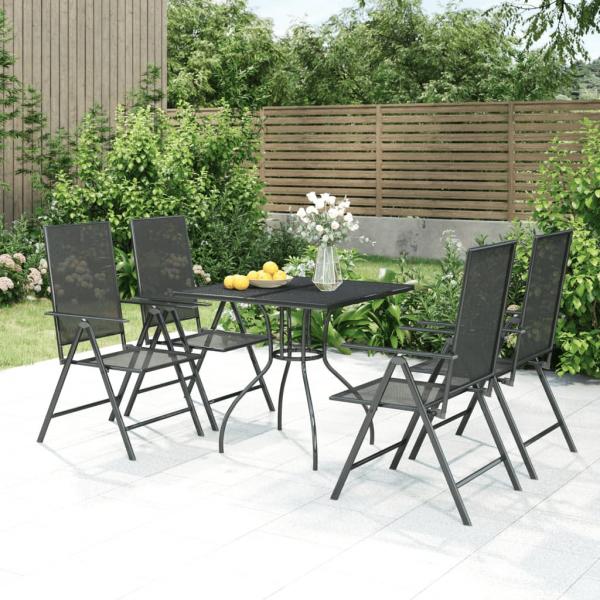 ARDEBO.de - 5-tlg. Garten-Essgruppe Anthrazit Stahl