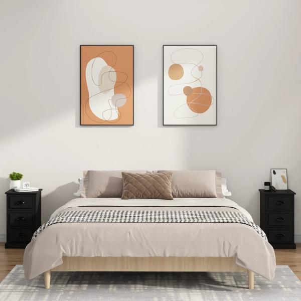 ARDEBO.de - Nachttisch Schwarz 39x39x67 cm Holzwerkstoff
