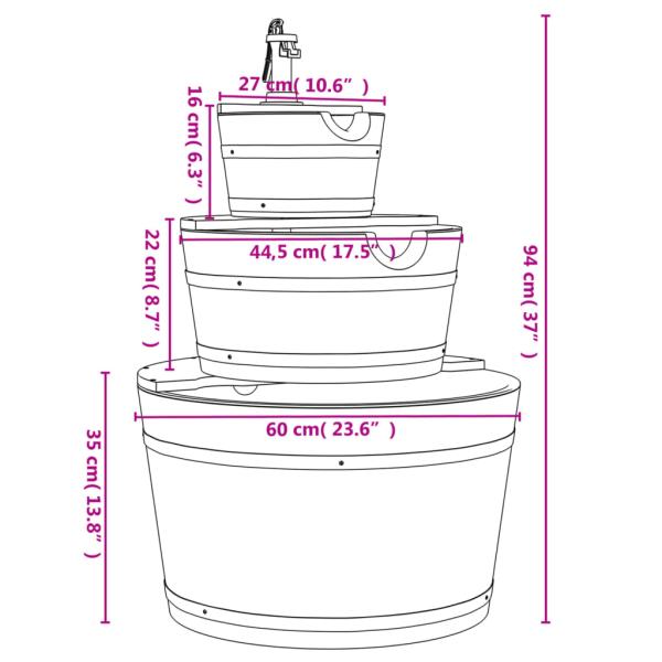 ARDEBO.de - Gartenbrunnen mit Pumpe 60x60x94 cm Massivholz Tanne