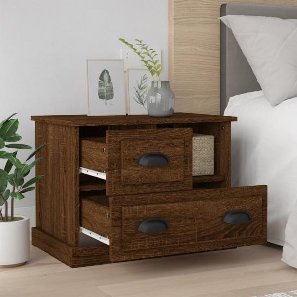 ARDEBO.de - Nachttisch Braun Eichen-Optik 60x39x45 cm