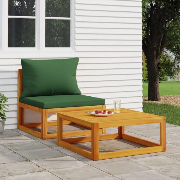 ARDEBO.de - 2-tlg. Garten-Sofa-Set mit Kissen Massivholz Akazie