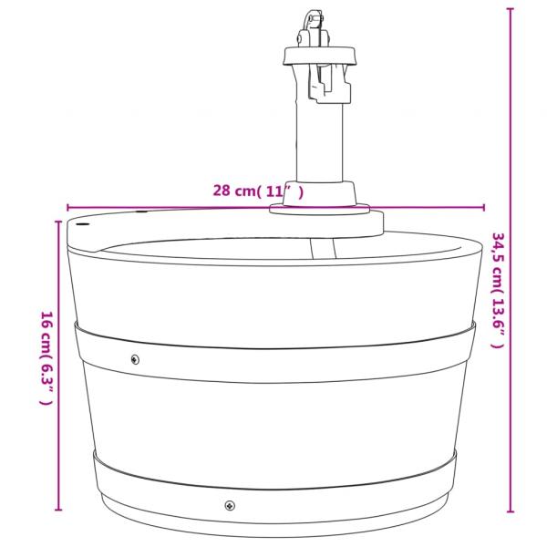 Gartenbrunnen mit Pumpe 28x28x34,5 cm Massivholz Tanne