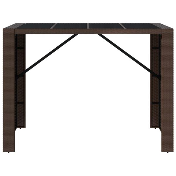 Bartisch mit Glasplatte Braun 145x80x110 cm Poly Rattan