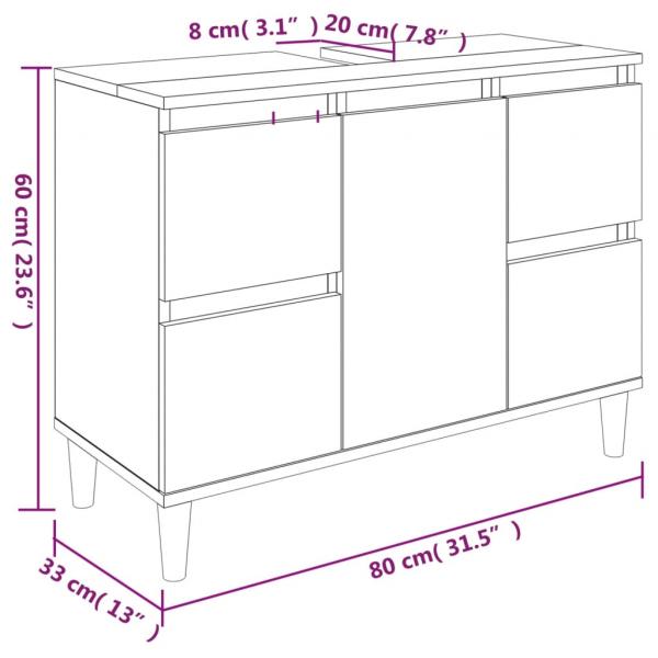 3-tlg. Badmöbel-Set Braun Eichen-Optik Holzwerkstoff