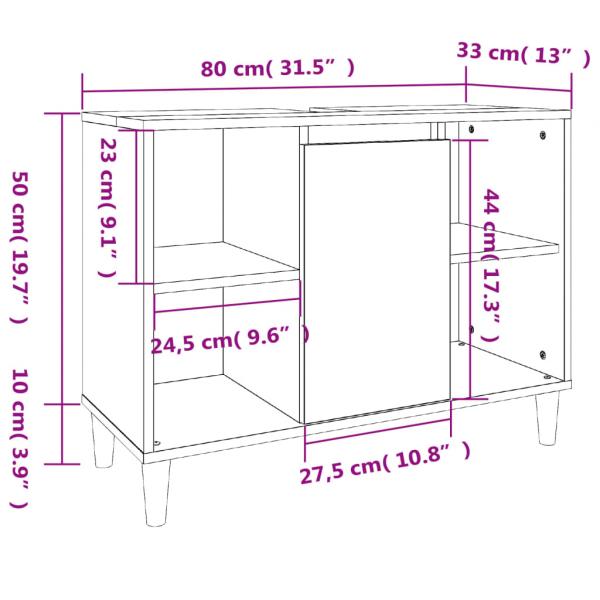 3-tlg. Badmöbel-Set Braun Eichen-Optik Holzwerkstoff