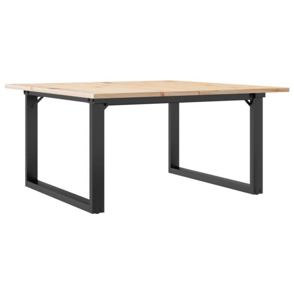 Couchtisch O-Gestell 80x80x45cm Massivholz Kiefer und Gusseisen