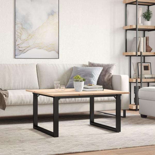 Couchtisch O-Gestell 80x80x45cm Massivholz Kiefer und Gusseisen