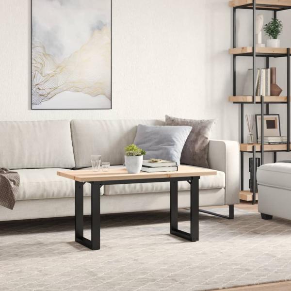 Couchtisch O-Gestell 90x40x45,5cm Massivholz Kiefer & Gusseisen