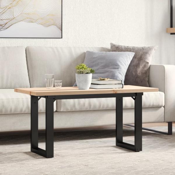ARDEBO.de - Couchtisch O-Gestell 100x50x45,5 cm Massivholz Kiefer Gusseisen