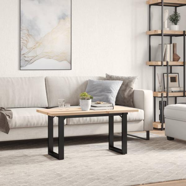 Couchtisch O-Gestell 100x50x45,5 cm Massivholz Kiefer Gusseisen