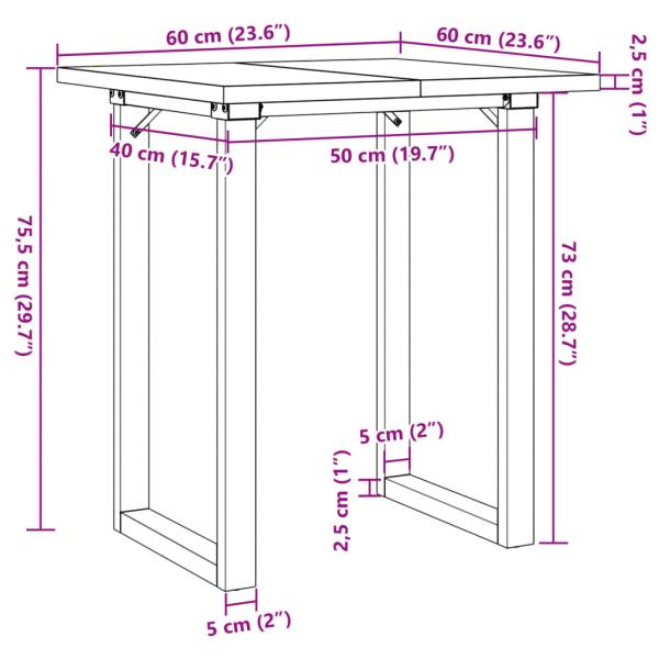 Esstisch O-Gestell 60x60x75,5 cm Massivholz Kiefer & Gusseisen