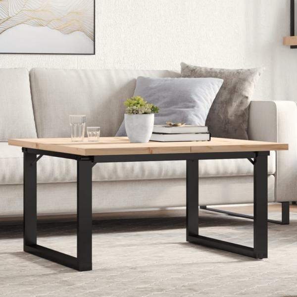 ARDEBO.de - Couchtisch O-Gestell 80x80x45,5cm Massivholz Kiefer & Gusseisen