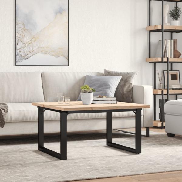 Couchtisch O-Gestell 80x80x45,5cm Massivholz Kiefer & Gusseisen