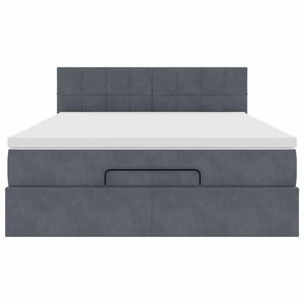 Ottoman-Bett mit Matratze & LEDs Dunkelgrau 140x200 cm Samt
