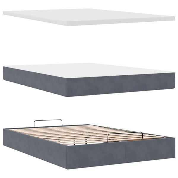 Ottoman-Bett mit Matratzen Dunkelgrau 140x200 cm Samt