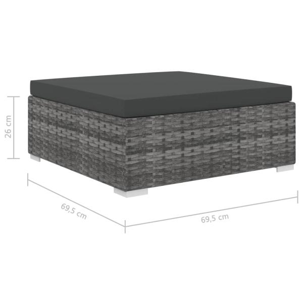 11-tlg. Garten-Lounge-Set mit Auflagen Poly Rattan Grau