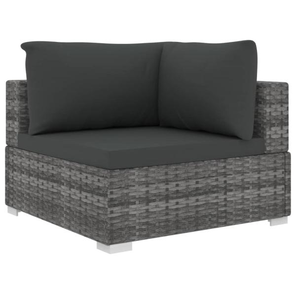 11-tlg. Garten-Lounge-Set mit Auflagen Poly Rattan Grau